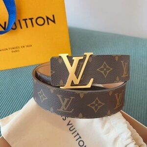Louis Vuitton Monogram Belt with Gold Buckle Size 85😘